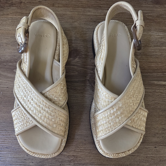 Vince Helena Raffia Lug-Sole Sandal Size 5 - Picture 4 of 10